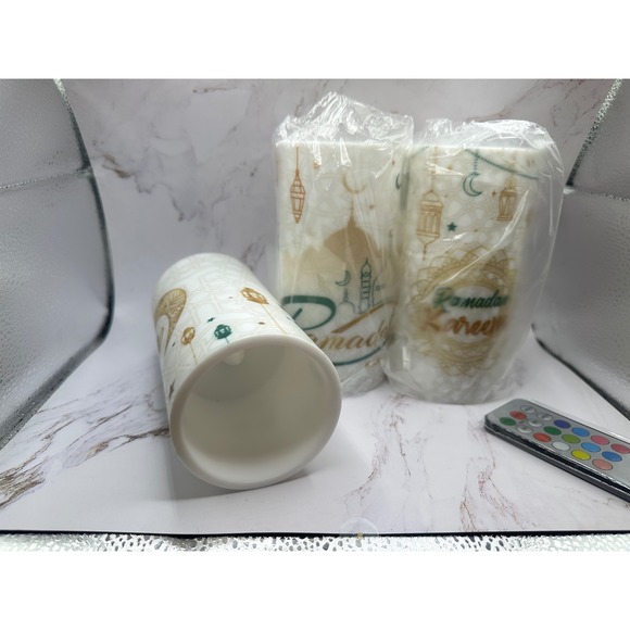 Ramadan Kareem Flameless Candles Set of 3 with Remote Eid Mubarak Decor - Picture 1 of 3
